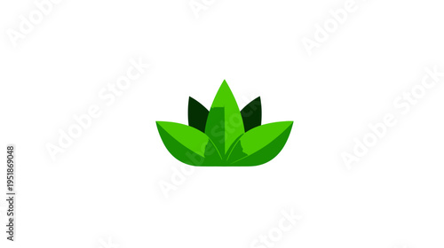 Stylized green leaves icon, abstract plant symbol for nature, organic, eco-friendly, or botanical design concepts