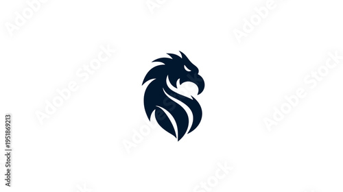 Stylized Dark Eagle Head Vector Illustration, Abstract Bird of Prey Logo Icon, Majestic Powerful Symbol