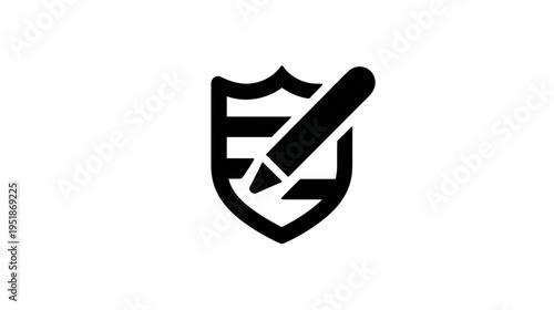 Shield with pen vector icon for security policy, privacy agreement, data protection, and terms of service.