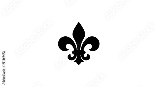 Elegant Black Fleur-de-lis Vector Symbol on White Background. Classic French Royal Heraldic Ornament and Decorative Design Element.