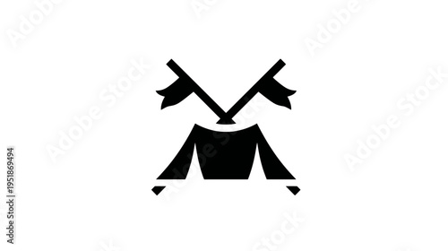 Jockey uniform with crossed racing flags icon. Equestrian sport apparel, horse race competition symbol, and jockey silks graphic design.