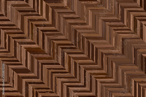 Abstract pattern of stacked rectangular chocolate colored blocks