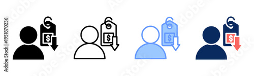 Price Sensitivity icon set multiple style collection