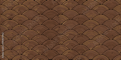 Tableau sur toile A repeating pattern of overlapping curved lines in shades of brown
