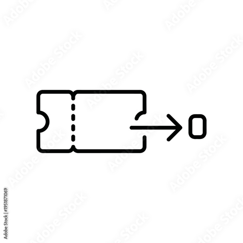 Ticket Stub with Zero Value, Simple Design, Black and White