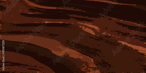 Abstract expressionist painting in shades of brown and burnt orange