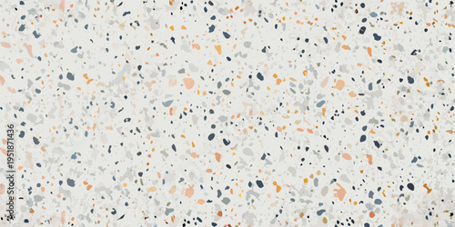 Abstract background with scattered colorful terrazzo pattern and white space