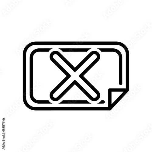 Black Delete File Icon on White Background, Simple Design