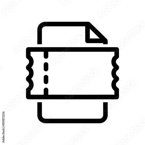 Simple Black Ticket Icon on White Background, Event Symbol