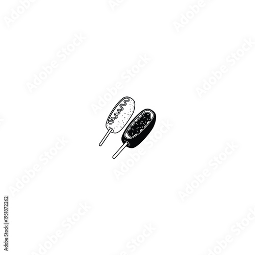 Korean-corn-dog-line-art-Vector Illustration.