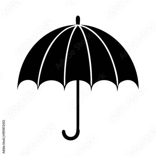 Umbrella rain weather protection parasol accessory open black silhouette vector illustration