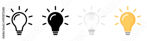 Modern Lamp and Light Bulb Idea Icon Set, Line and Solid Style Creativity, Innovation and Inspiration Vector Icons