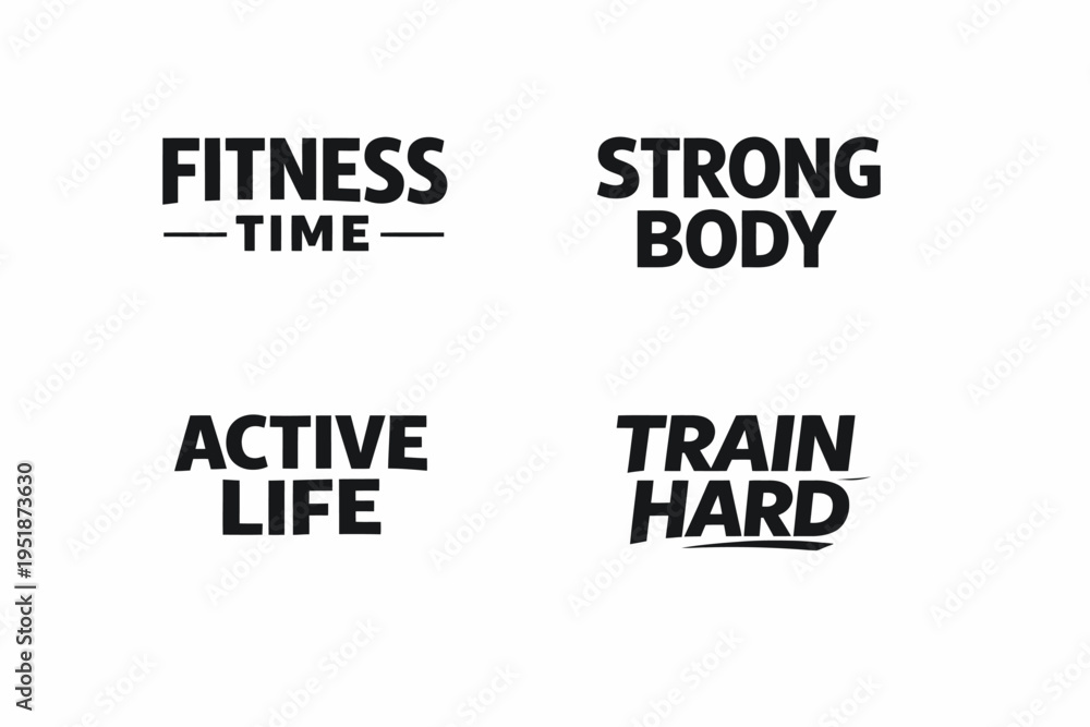 Obraz premium Inspirational fitness quotes: strong body, active life, train hard themes