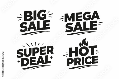 Big sale, mega sale, super deal, hot price promotional banners