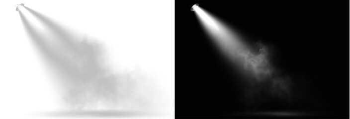 Realistic spotlight beam with smoky fog haze for premium product display and cinematic gallery background png