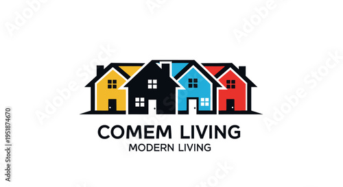 Colorful modern house logo design.