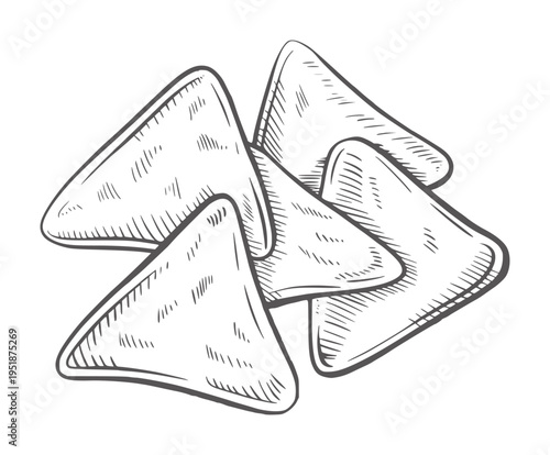 Black and white hand drawn of fortune cookies food