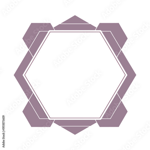 Abstract geometric hexagon frame line art vector graphic illustration isolated on transparent background design