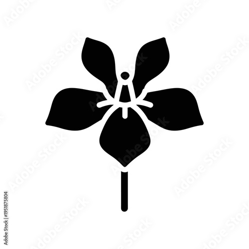 Black and white pansy flower isolated on white background minimalist art design