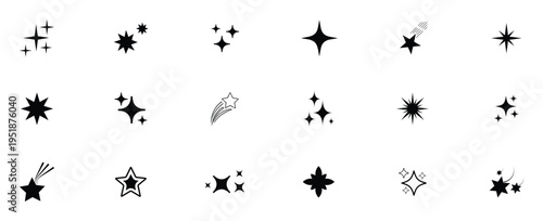 Sparkle Icons set. Twinkle stars collection. Shine star icons.