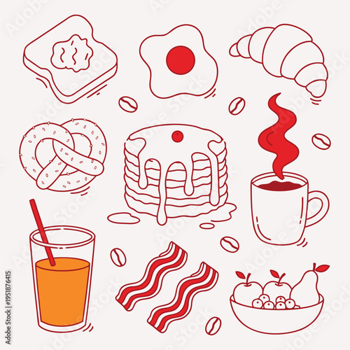 Breakfast food and drink illustrations