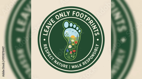 Eco friendly footprints logo vector, leave only footprints badge