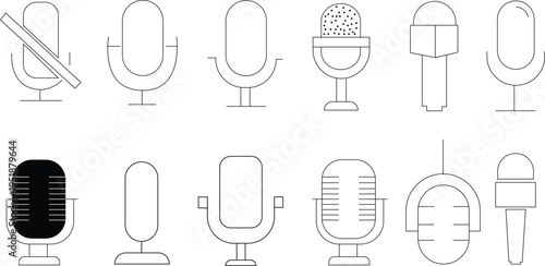 Set of 12 microphone icons vector