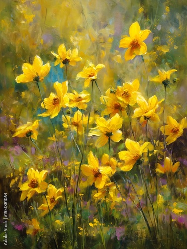 Bright Yellow Flowers Bloom in a Field During Sunny Weather