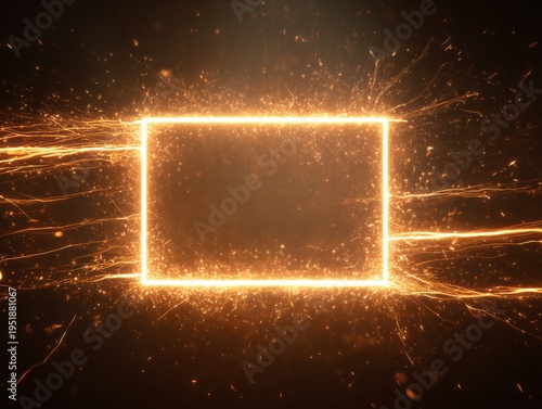 Electric Sparks Create a Glowing Rectangular Frame Against a Dark Background