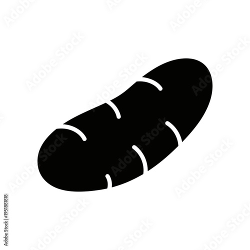 Black leather slip-on shoe with white stitching isolated on white background