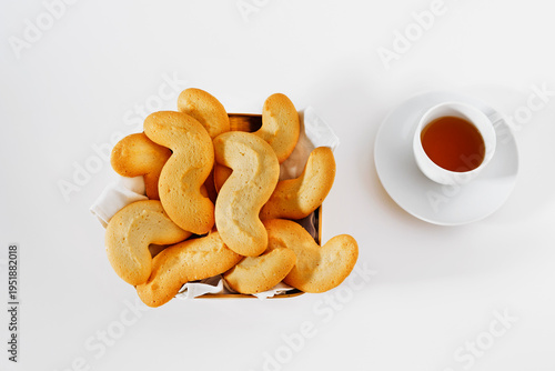 Plate with cookies  and a cup of coffee