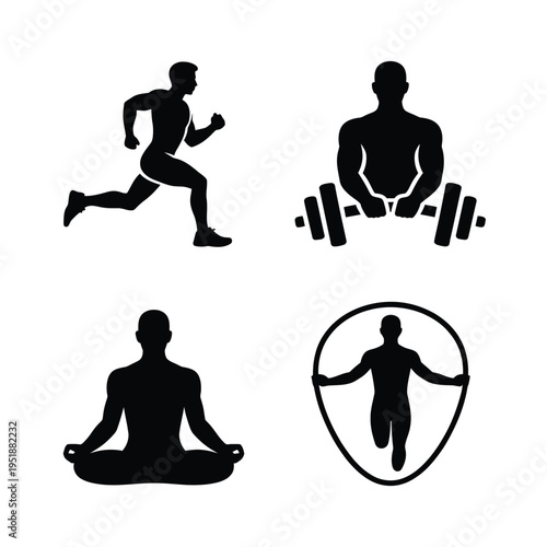 Essential Fitness Activities Running Weightlifting Yoga And Skippi