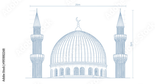 Vector illustration of a mosque with minarets