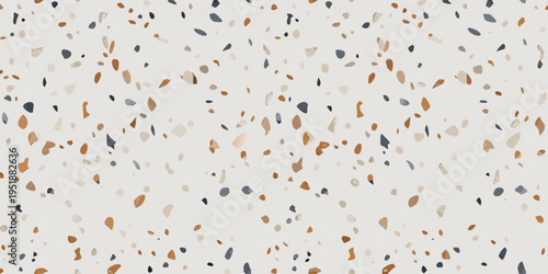 A seamless pattern featuring scattered terrazzo style fragments in neutral tones