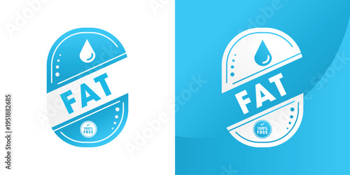 Fat free Badge Template Design, Food Safety Label for Product Packaging.