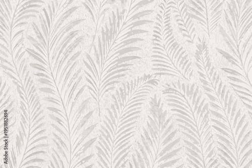 Subtle gray tropical leaf pattern on a textured light background