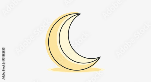 Crescent Moon Icon Lunar Symbol Isolated on White Background