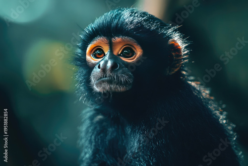 Close-Up Portrait of Monkey with Striking Orange Facial Markings