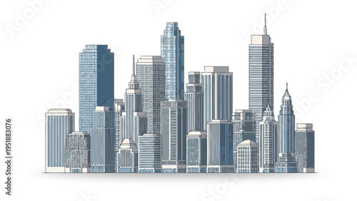 City Skyline Skyscrapers Downtown.