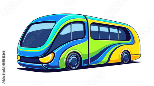 Colorful Electric Shuttle Bus.