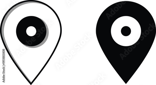 Black and white map pin with bullseye targets location bullseye target navigation symbol map marker