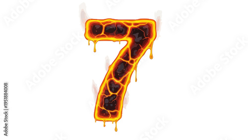 Glowing Number Seven Design.