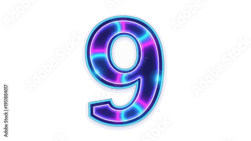 Glowing Number Nine Digit.