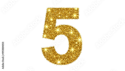 Gold Glitter Number Five.