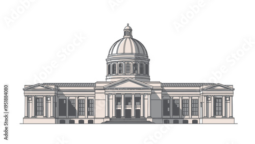 Government Building Architectural Drawing.