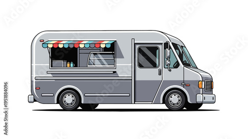 Gray Food Truck Illustration.