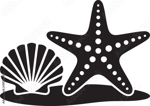 Starfish and Seashell – Beach Ocean Nature Illustration