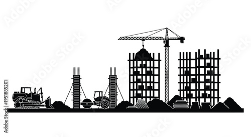 Set of construction site vector icons