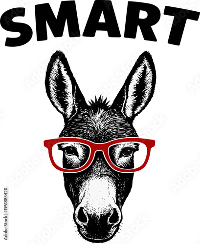 Bild auf Leinwand Smart Ass Donkey with Glasses svg, Sarcastic Design Svg