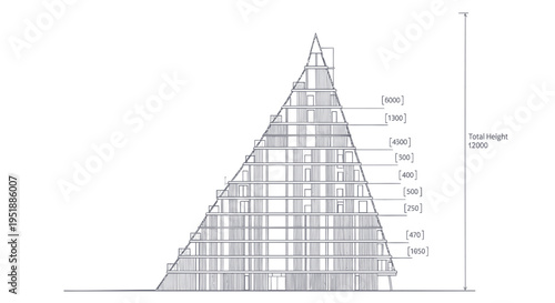 Vector pyramid diagram illustration with labeled sections